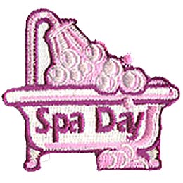 Spa Day, Salon, Bath, Facial, Pedicure, Manicure, Beauty, Bubble, Patch, Crest, Merit Badge, Girl Scouts, Girl Guides