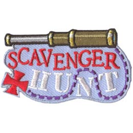 Scavenger Hunt, Telescope, X Marks the Spot, Trail, Search, Patch, Embroidered Patch, Merit Badge, Crest, Girl Scouts, Boy Scouts, Girl Guides