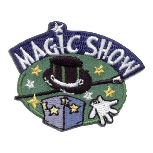 Magic Show, Make Believe, Magician, Rabbit, Hat, Magic Wand, Wand, Merit Badge, Patch, Crest, Girl Scouts, Girl Guides, Boy Scouts