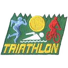 Triathlon, Running, Marathon, Jog, Swim, Bicycle, Cycle, Patch, Embroidered Patch, Merit Badge, Crest, Girl Scouts, Boy Scouts, Girl Guides