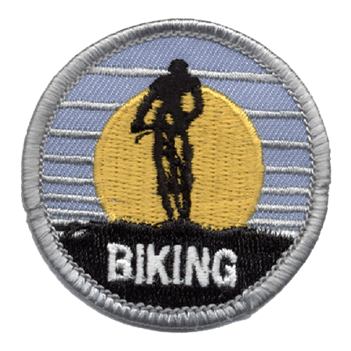 Biking, Bicycle, Sun, Ride, Bike, Pedal, Sport, Girl, Boy, Patch, Merit Badge, Crest, Scouts, Guides