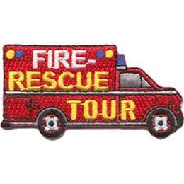 Fire, Rescue, Tour, Truck, Emergency, Lights Patch, Embroidered Patch, Merit Badge, Badge, Emblem, Iron On, Iron-On, Crest, Lapel Pin, Insignia, Girl Scouts, Boy Scouts, Girl Guides