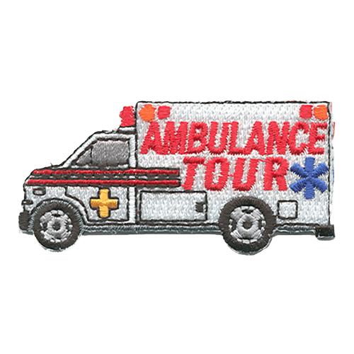 An ambulance with the words Ambulance Tour followed by an asterisk on its side.