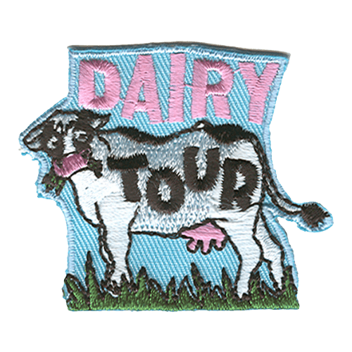 The word Diary is above a spotted cow with the word Tour on it eating grass.