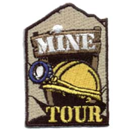 Mine, Tour, Hard, Hat, Flashlight, Coal, Patch, Embroidered Patch, Merit Badge, Badge, Emblem, Iron On, Iron-On, Crest, Lapel Pin, Insignia, Girl Scouts, Boy Scouts, Girl Guides