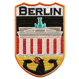 The name Burlin is above the German flag and Brandenburg Gate.