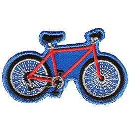 An orange bicycle on a blue background.