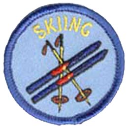 Skiing, Ski, Skis, Poles, Winter, Snow, Mountain, Resort, Patch, Embroidered Patch, Merit Badge, Crest, Girl Scouts, Boy Scouts, Girl Guides
