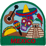 The word Mexico is beneath a myriad of Mexican culture.