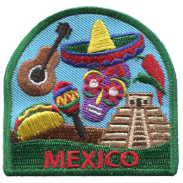 The word Mexico is beneath a myriad of Mexican culture.
