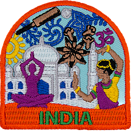 The word India is below a myriad of Indian culture.
