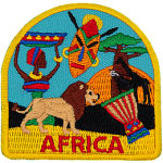 The word Africa is stitched below a myriad of African culture.