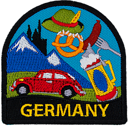 The word Germany is stitched under a myriad of German culture.