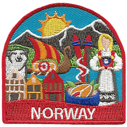 This tourist patch showcases Norwegian culture.