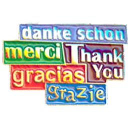 The words Danke Schon, merci, Thank You, gracias, and Grazie are each in their own boxes.