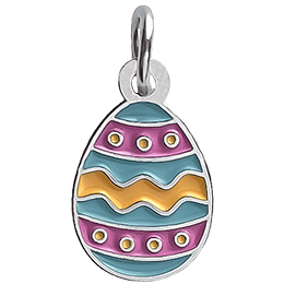 This brightly decorated Easter egg has been turned into a beautiful metallic charm.