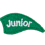 A green flame with the word Junior on it.
