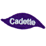 A purple flame with the word Cadette.