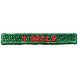 The words 1 Mile are stitched in red on a green background.