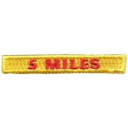 The number 5 Miles are stitched in red on a yellow background.
