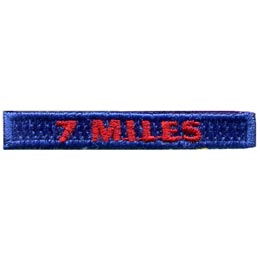 The number 7 Miles are stitched in red on a blue background.