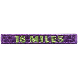 The words 18 Miles are in green on a purple background.