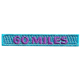 This 1-inch wide by 0.5-inches high rocker forms a straight-edged rectangle. The number 60 Miles is embroidered in a bold font.