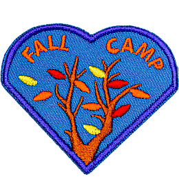Two tree branches with fall-coloured leaves and the words Fall Camp above them.