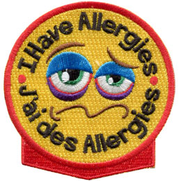 Allergy, Allergen, Allergies, Shock, Peanuts, Nuts, Diary, Eggs, Milk, Fish, Shellfish, Patch, Embroidered Patch, Merit Badge, Badge, Emblem, Iron On, Iron-On, Crest, Insignia