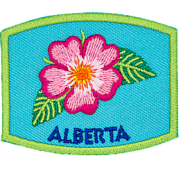 This patch displays Alberta's provincial flower: the wild rose.