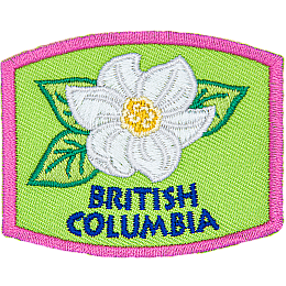 This patch displays British Columbia's provincial flower: the pacific dogwood.