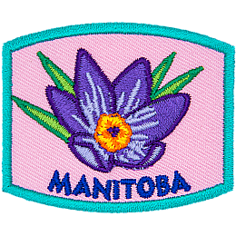This patch displays Manitoba's provincial flower: the prairie crocus.