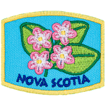 This patch displays Nova Scotia's provincial flower: the mayflower.