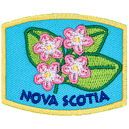 This patch displays Nova Scotia's provincial flower: the mayflower.