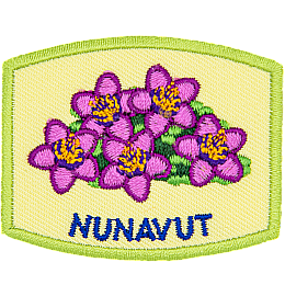 This patch displays Nunavut's provincial flower: the purple saxifrage.