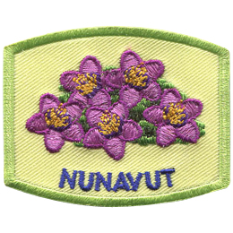 This patch displays Nunavut's provincial flower: the purple saxifrage.