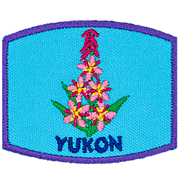 This patch displays Yukon's provincial flower: the fireweed (also known as rosebay willowherb and the great willowherb).