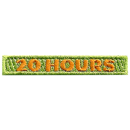The number 20 Hours are in orange across a green background.
