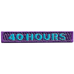The words 40 Hours are in blue across a purple background.
